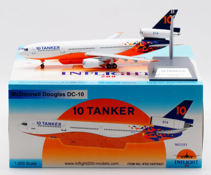 On Sale: IFDC10AT0421 INFLIGHT 1:200 10 TANKER AIR McDonnell Douglas DC-10-30 Diecast Aircraft Jet Model Reg:N603AX With Stand
