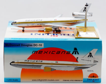 On Sale: IFDC10MX0821P INFLIGHT 1:200 Mexicana McDonnell DC-10-15 Diecast Aircraft Jet Model Reg:N1003L With Stand