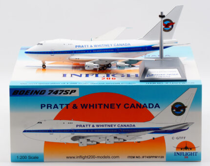 On Sale: IF74SPPW1120 INFLIGHT 1:200 PRATT & WHITNEY CANADA Boeing B747SP Diecast Aircraft Jet Model Reg:C-GTFF With Stand