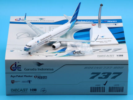 On Sale: JC Wings 1:200 LH2257 Garuda Indonesia "Åyo PakaiMasker" Boeing B737-8 MAX Diecast Aircraft Jet Model Reg:PK-GFQ With Stand