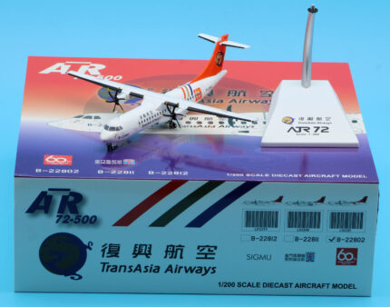 On Sale: JC Wings 1:200 LH2301 TransAsia Airways "60th Anniversary" ATR72-500 Diecast Aircraft Model Reg:B-22802 With Stand